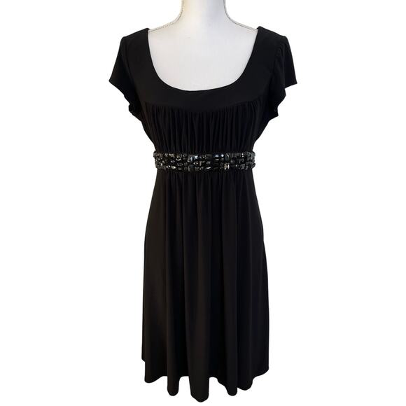 Bisou Bisou Dresses & Skirts - Bisou Bisou Dress Women Size 14 Black Y2K 90s Stretch Empire Waist Back Tie Gems